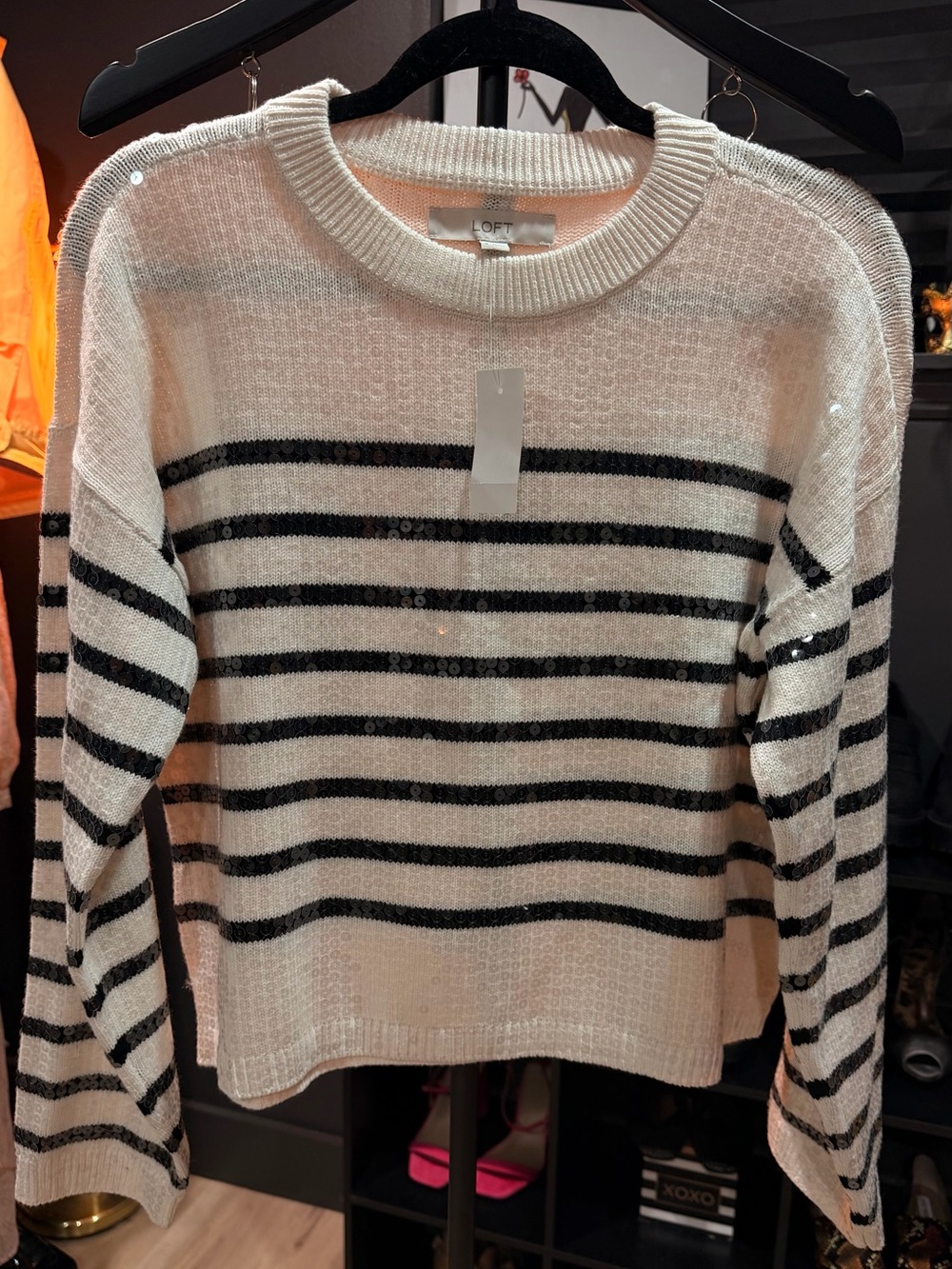 New with tags LOFT sequin striped sweater